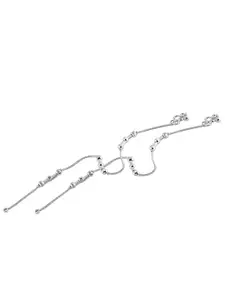 Lila Set of 2 Silver-Plated Stone Studded Anklets