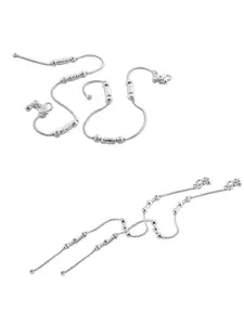 Lila Set of 2 Silver-Plated Anklets