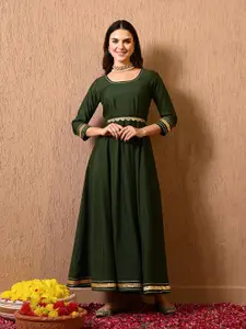 DECKEDUP Women Round Neck Maxi Dress