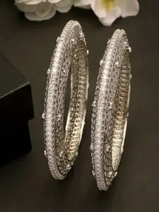 NVR Set Of 2 Sliver-Plated AD-Studded Bangles