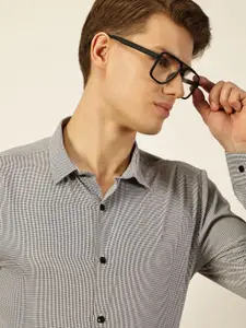 INVICTUS Men Original Spread Collar Micro Checked Cotton Slim Fit Formal Shirt