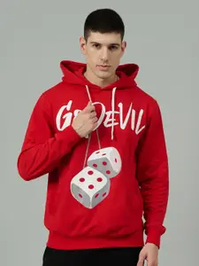 GO DEVIL Men Printed Hooded Sweatshirt