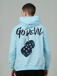 GO DEVIL Men Printed Hooded Sweatshirt