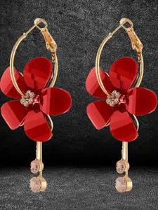 YouBella Gold-Plated Stone Studded Floral Drop Earrings