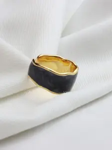 MYKI Gold-Plated Enamel Adjustable Finger Ring