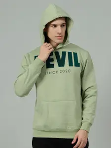 GO DEVIL Men Printed Hooded Pullover Sweatshirt