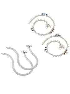 Lila Pack Of 4 Silver-Plated Anklet