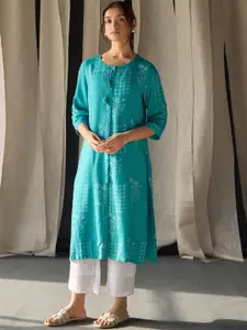 Bombay Bloom Floral Printed Jacquard Straight Kurta