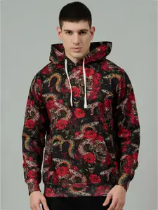 GO DEVIL Men Floral Printed Hooded Sweatshirt