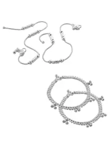 Lila Set of 2 Silver-Plated Anklets