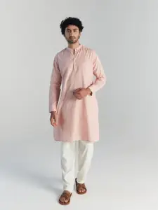 SAADAA Mandarin Collar Cotton Linen Straight Kurta