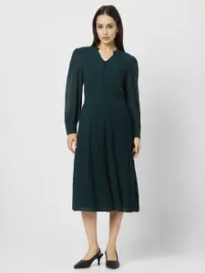 Van Heusen Woman Puff Sleeve Pleated A-Line Midi Dress