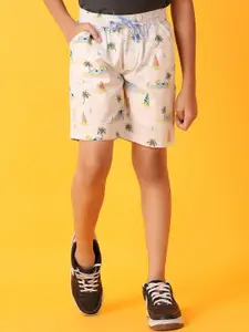 V-Mart Boys Graphic Printed Mid Rise Knee Length Poplin Shorts