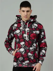 GO DEVIL Men Graphic Printed Hooded Oversized Sweatshirt