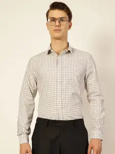 Thomas Scott Men Smart Spread Collar Tartan Checked Cotton Formal Shirt