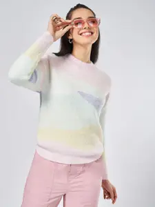 Honey by Pantaloons Women Cable Knit  Self Design Round Neck Pullover Sweaters