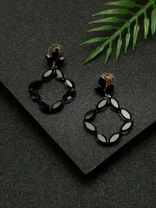 YouBella Gold-Plated Stone Studded Contemporary Drop Earrings