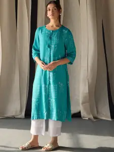 Bombay Bloom Floral Printed Jacquard Straight Kurta