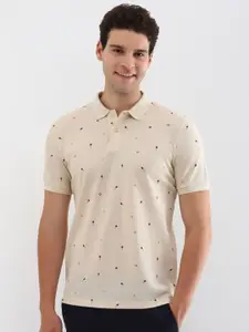 Allen Solly Men Conversational Printed Polo Collar Cotton T-shirt