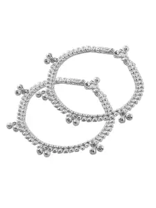Lila Set of 2 Silver-Plated Anklets