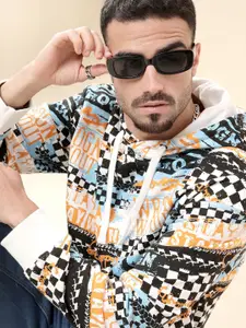 WROGN Men Checked Hooded Pullover Cotton Sweatshirt