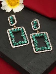 YouBella Gold-Plated Contemporary Stone Studded Drop Earrings