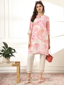 Anouk Rustic Floral Printed Keyhole Neck Straight Kurta