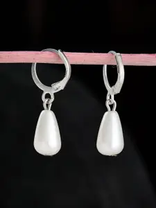 ATIBELLE Silver-Plated German Silver Stone Studded Delicate Hoop Earrings