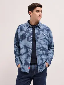 THE BEAR HOUSE Men Spread Collar Dyed Cotton Relaxed Fit Casual Shirt