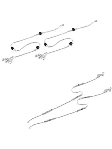 Lila Set of 2 Silver-Plated Beaded Anklets