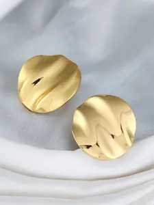 ATIBELLE Gold-Plated Round Shaped Textured Minimal Classic Studs