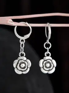 ATIBELLE Silver-Plated German Silver Floral Shaped Classic Drop Earrings