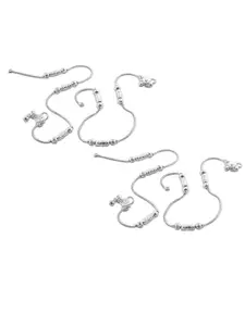 Lila Set of 2 Silver-Plated Anklets