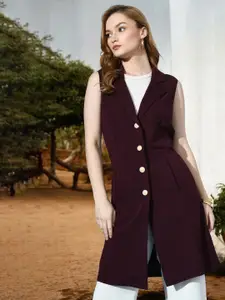 IUGA Shirt Collar Sleeveless Longline Button Shrug