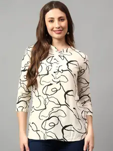 NKSA FASHION Abstract Printed Three-Quarter Sleeves Regular Straight Kurta
