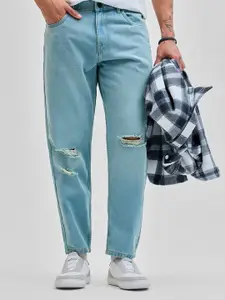 Snitch Men Comfort Relaxed Fit Mildly Distressed Light Fade Stretchable Cotton Jeans