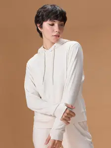 KICA Women Brand Logo Printed Cotton Hooded Sweatshirt