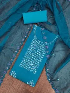 MANVAA Geometric Embellished Beads and Stones Unstitched Dress Material