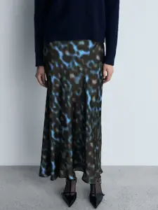 MANGO Printed Straight Midi Skirt