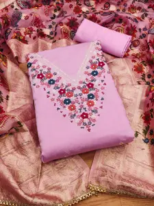 MANVAA Floral Embroidered Sequinned Unstitched Dress Material