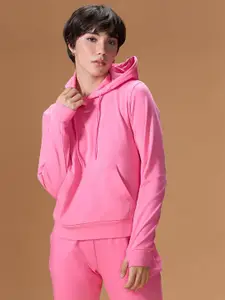 KICA Women Brand Logo Printed Cotton Hooded Pullover Sweatshirt