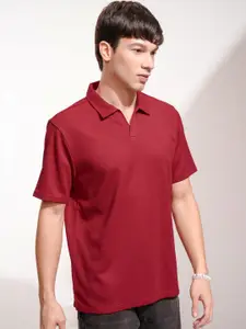 HIGHLANDER Men Self Design Polo Collar Relaxed Fit T-shirt