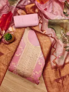 MANVAA Geometric Embellished Beads and Stones Organza Unstitched Dress Material