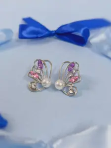 SUBHAGALANKAR Gold-Plated Rhinestone Butterfly Stud