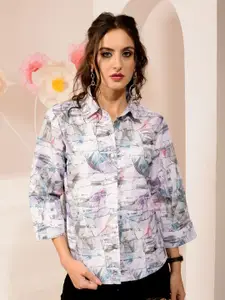 BAESD Women Standard Spread Collar Abstract Printed Casual Shirt