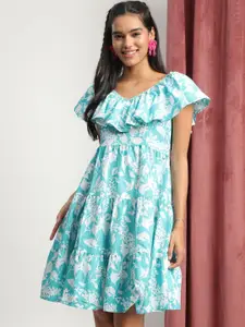 J Turritopsis Women Floral Printed Fit & Flare Knee Length Dress