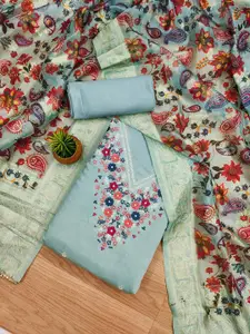 MANVAA Floral Embroidered Sequinned Unstitched Dress Material