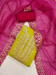 MANVAA Floral Embroidered Beads and Stones Unstitched Dress Material