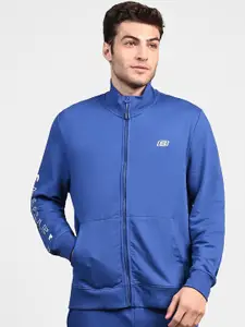 Skechers Men Mock Collar Typography Printed Cotton Casual Bomber Jacket