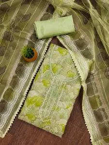 MANVAA Floral Embellished Sequinned Organza Unstitched Dress Material